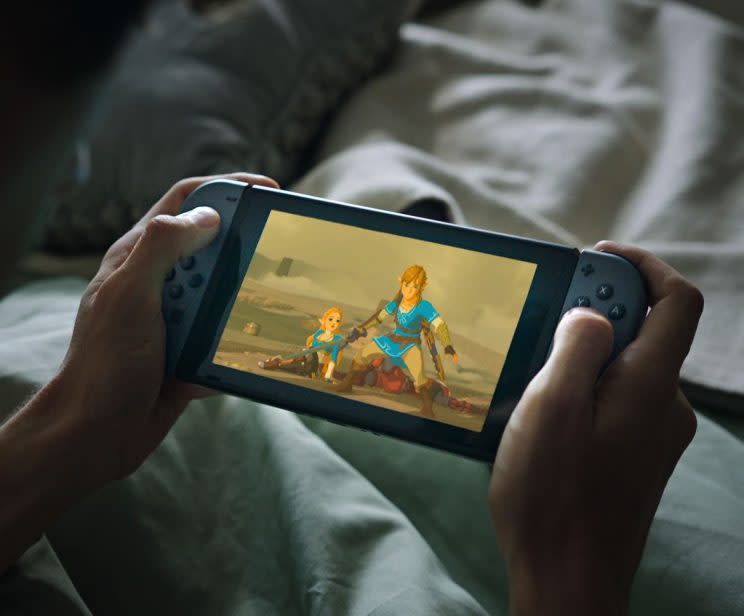 Nintendo Switch on the go.