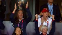 <p> The 2012 London Olympic Games were a huge moment for the country, not having hosted the historic competition since 1948. For Prince William and Kate Middleton, they made sure to attend as many games as possible, and Kate was not shy of letting her enthusiasm show. </p> <p> The normally prim and proper Duchess - known for her love of sports - was in her element cheering on Team GB. </p>