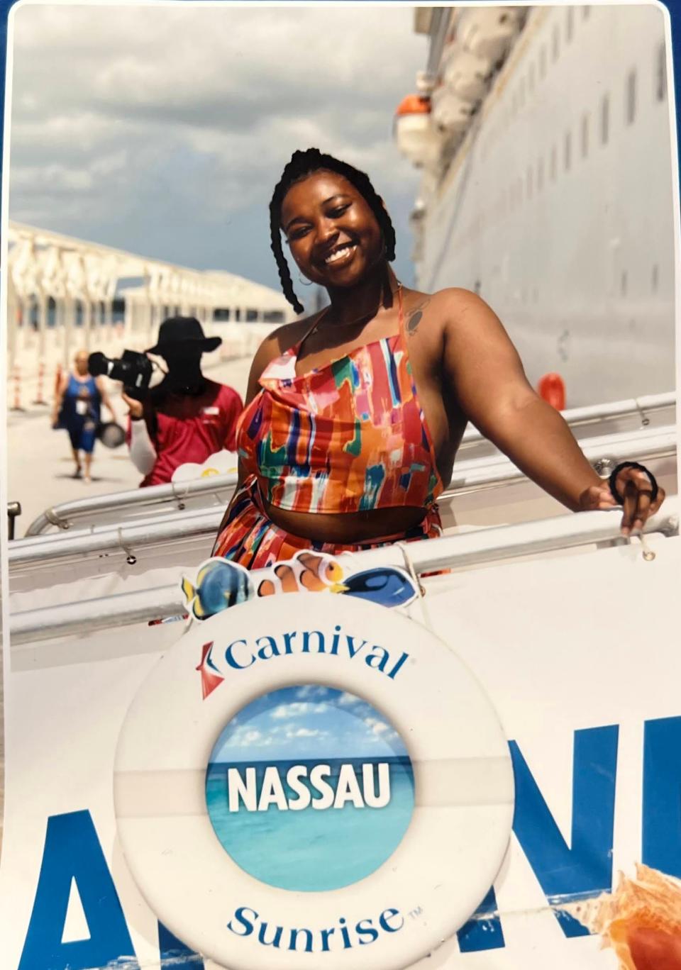 Chanel Sims during a Carnival cruise last July.