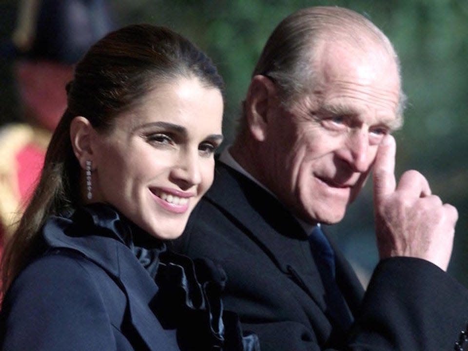 Prince Philip with Jordan's Queen Rania