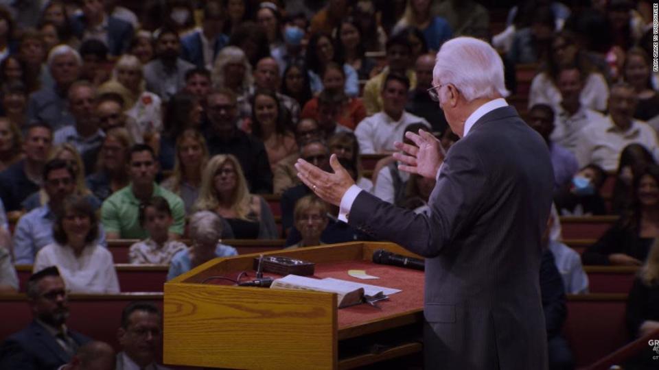 <p>Pastor John MacArthur speaking at his California church in August. CNN has blurred a portion of this image to protect a child's identity. </p><div class="cnn--image__credit"><em><small>Credit: From Grace to You/Youtube / From Youtube</small></em></div>