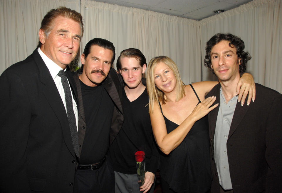 James Brolin, Josh Brolin, Trevor Brolin, Barbra Streisand and Jason Gould smile for a picture