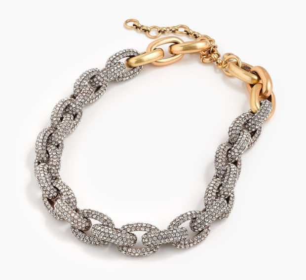 <p>J.Crew Allover Pavé Crystal Oval Link Necklace, $118, <a href="https://rstyle.me/+DcLB-8k2j0BQSYLghwTo1w" rel="nofollow noopener" target="_blank" data-ylk="slk:available here;elm:context_link;itc:0;sec:content-canvas" class="link ">available here</a>.</p>