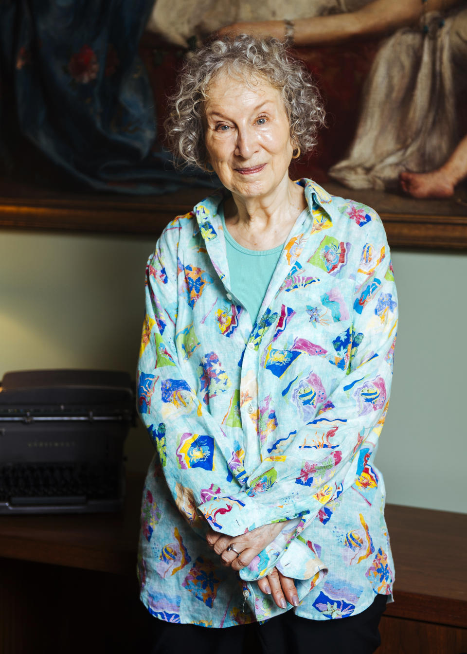 This Aug. 21, 2019 photo shows author Margaret Atwood posing for a portrait in Toronto, Canada. The longtime Toronto resident has written the year’s most anticipated novel, “The Testaments,” the sequel to her classic “The Handmaid’s Tale” and a Booker Prize finalist. In December, Atwood will be honored in New York by the Center for Fiction, which has given its first ever On Screen Award to her and to Hulu executives for the Emmy-winning adaptation of “The Handmaid’s Tale.” (Photo by Arthur Mola/Invision/AP)