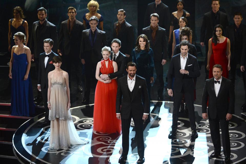 The cast of Les Miserables reunited on stage at the Oscars (Kevin Winter/Getty Images)