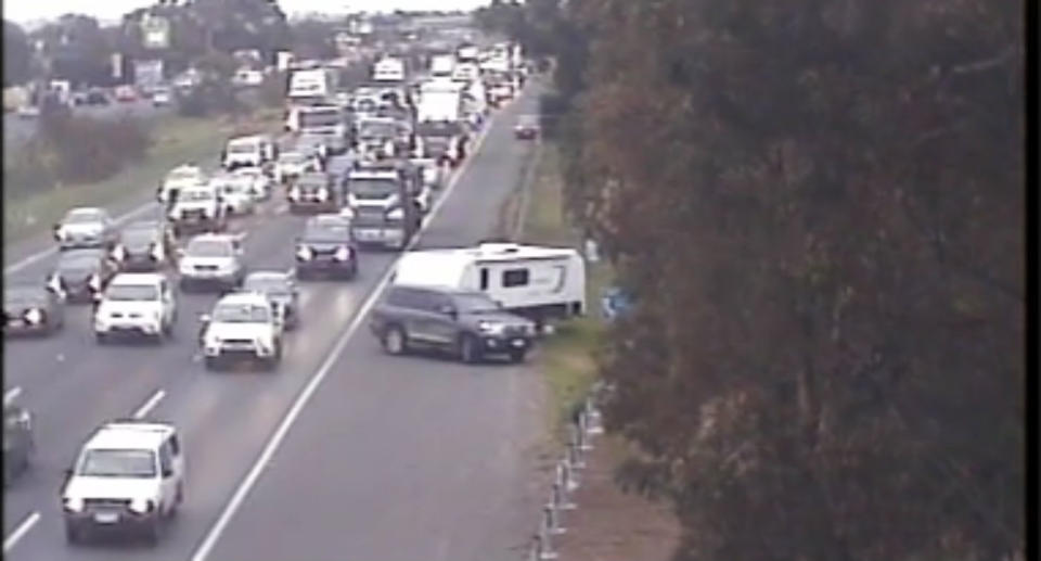 The driver was pulled over in an emergency lane on the Princes Freeway, Melbourne. Source: VicRoads