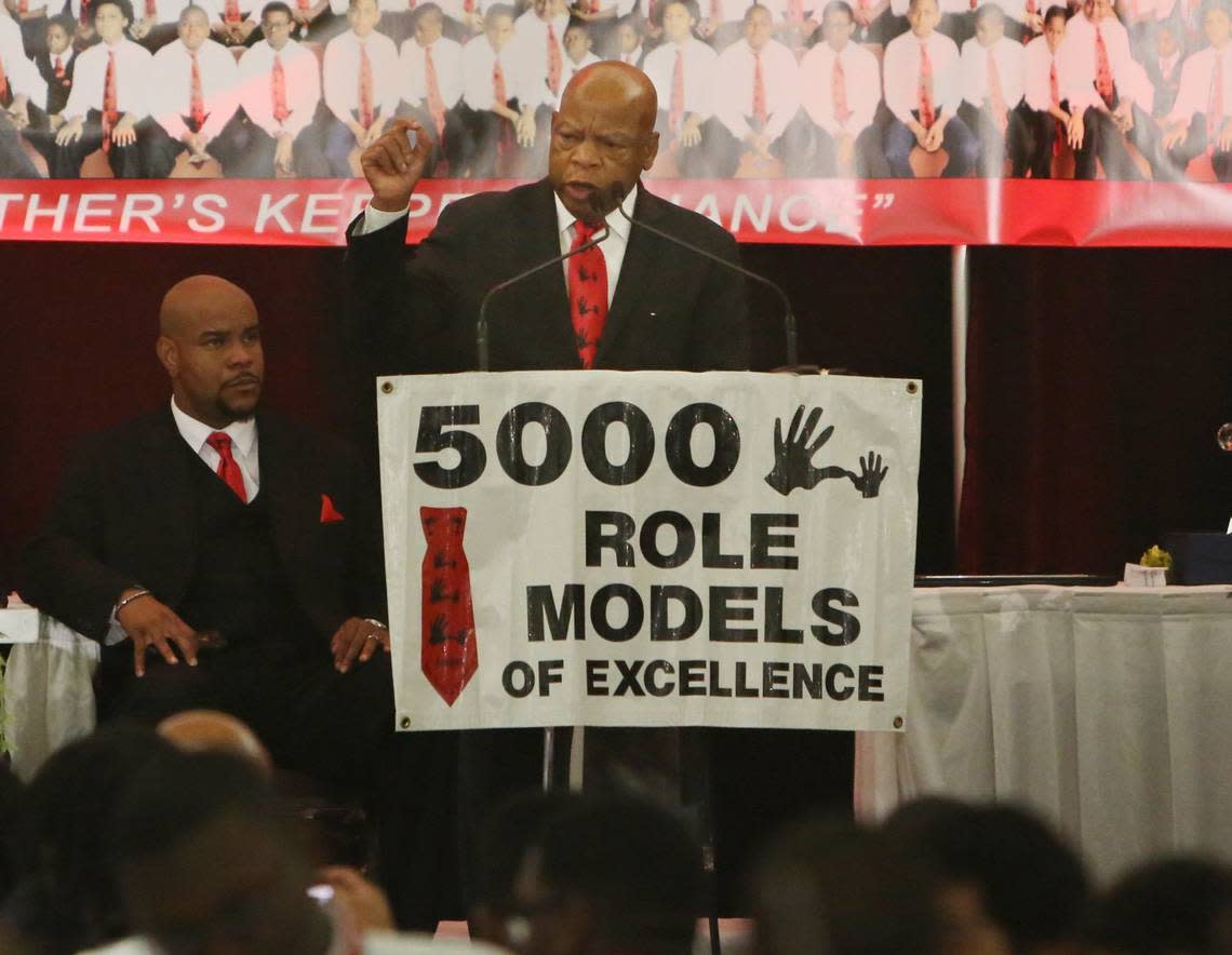 The late U.S. Rep. John Lewis of Georgia, a civil-rights icon, speaks at the 5000 Role Models of Excellence breakfast at Jungle Island on Martin Luther King Jr. Day, Jan. 16, 2017 in Miami.