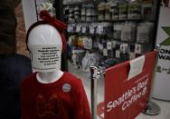 BLACKWOOD, WALES - OCTOBER 24: A general view of a supermarket which has used mannequins and advertisements to cordon off non essential goods which are restricted from sale under the Welsh firebreak lockdown restrictions on October 24, 2020 in Blackwood, Wales. (Photo by Huw Fairclough/Getty Images)