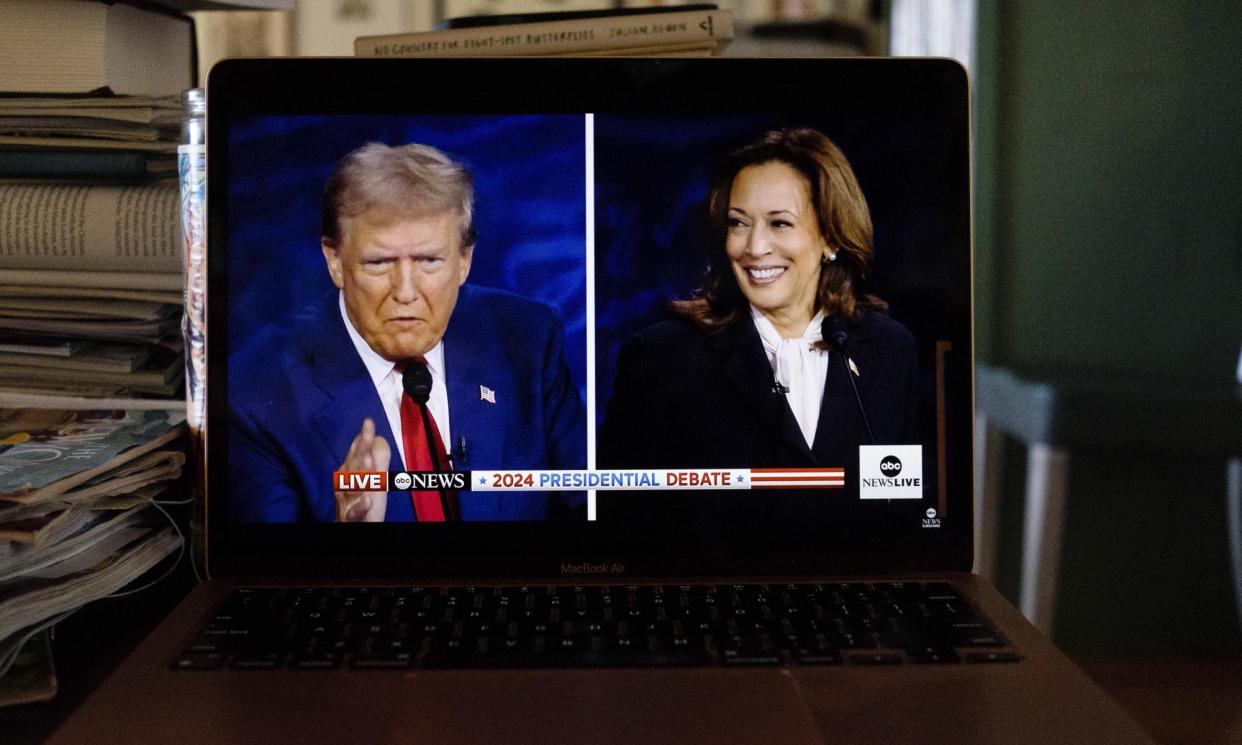 <span>Ben watched the Kamala Harris and Donald Trump TV debate on his laptop.</span><span>Photograph: J Matt/Zuma Press Wire/Rex/Shutterstock</span>