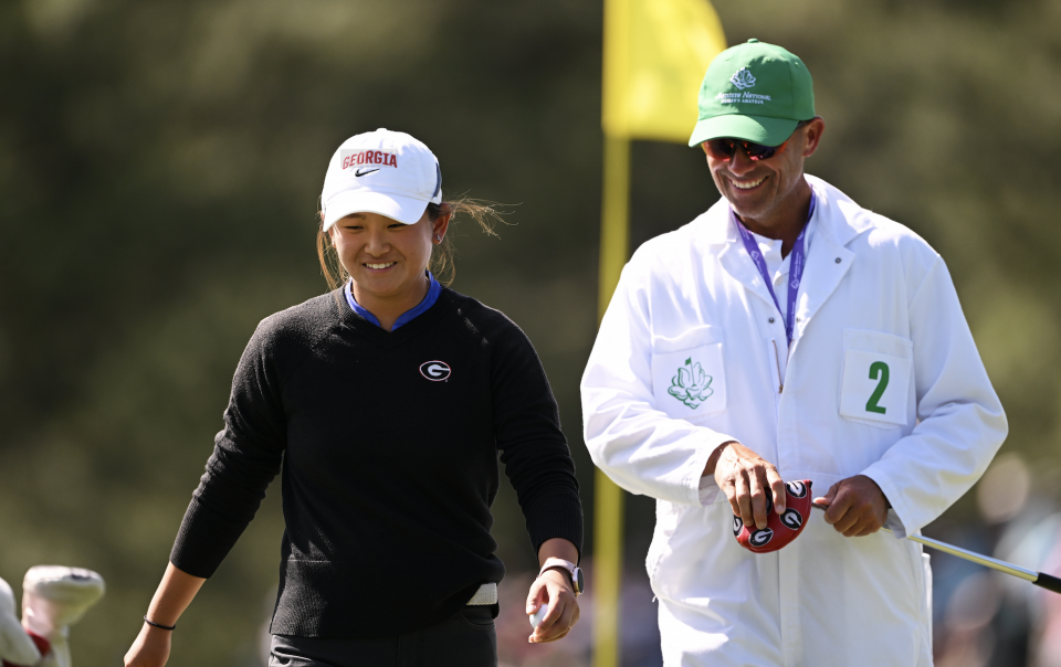 Player and caddie at the 2023 ANWA