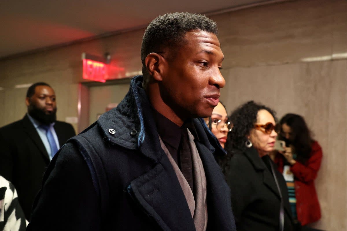 Actor Jonathan Majors arrives with Meagan Good at Manhattan Criminal Court  (REUTERS)