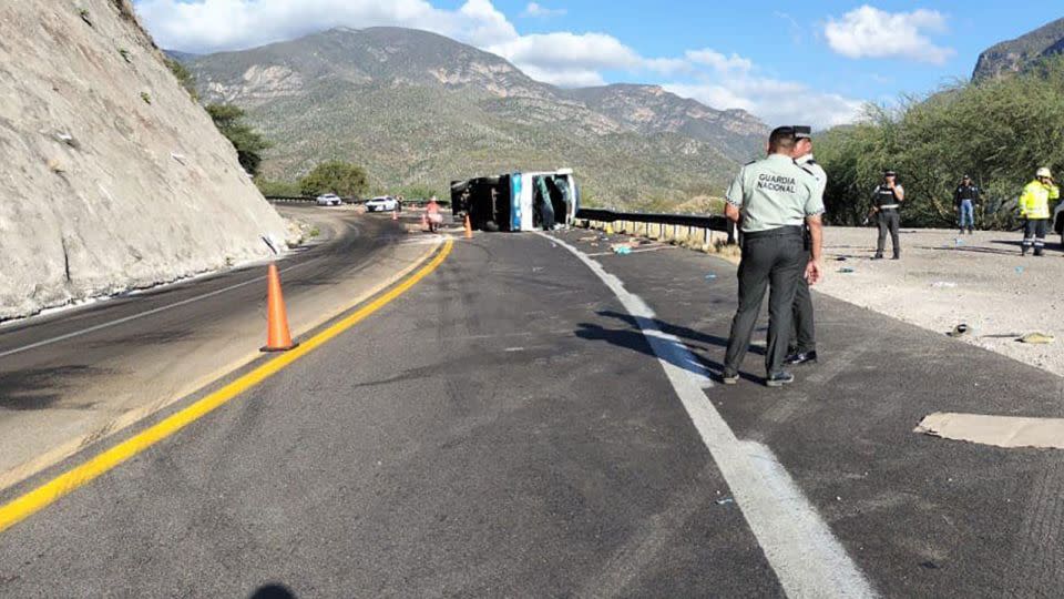The scene of the crash. - Oaxaca Civil Protection Agency