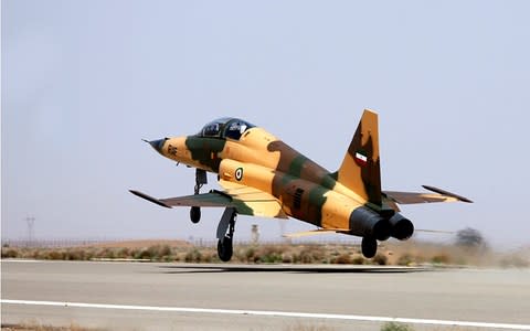 The new Kowsar fighter jet is claimed to be a domestically-built jet - Credit: AFP