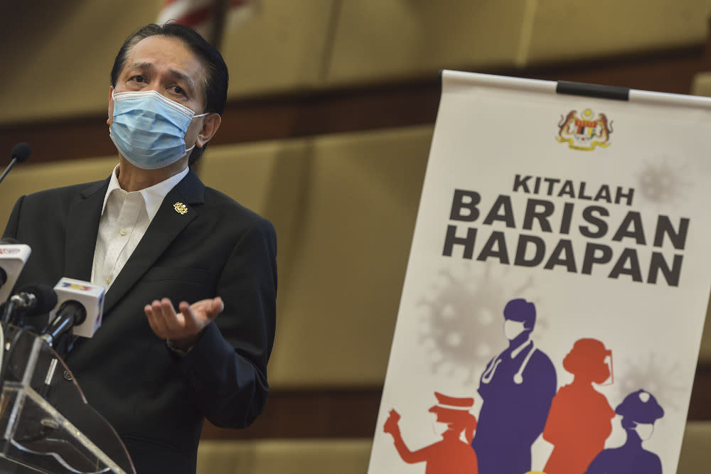 Health director-general Tan Sri Dr Noor Hisham Abdullah speaks during a press conference in Putrajaya on November 21, 2020. — Picture by Miera Zulyana