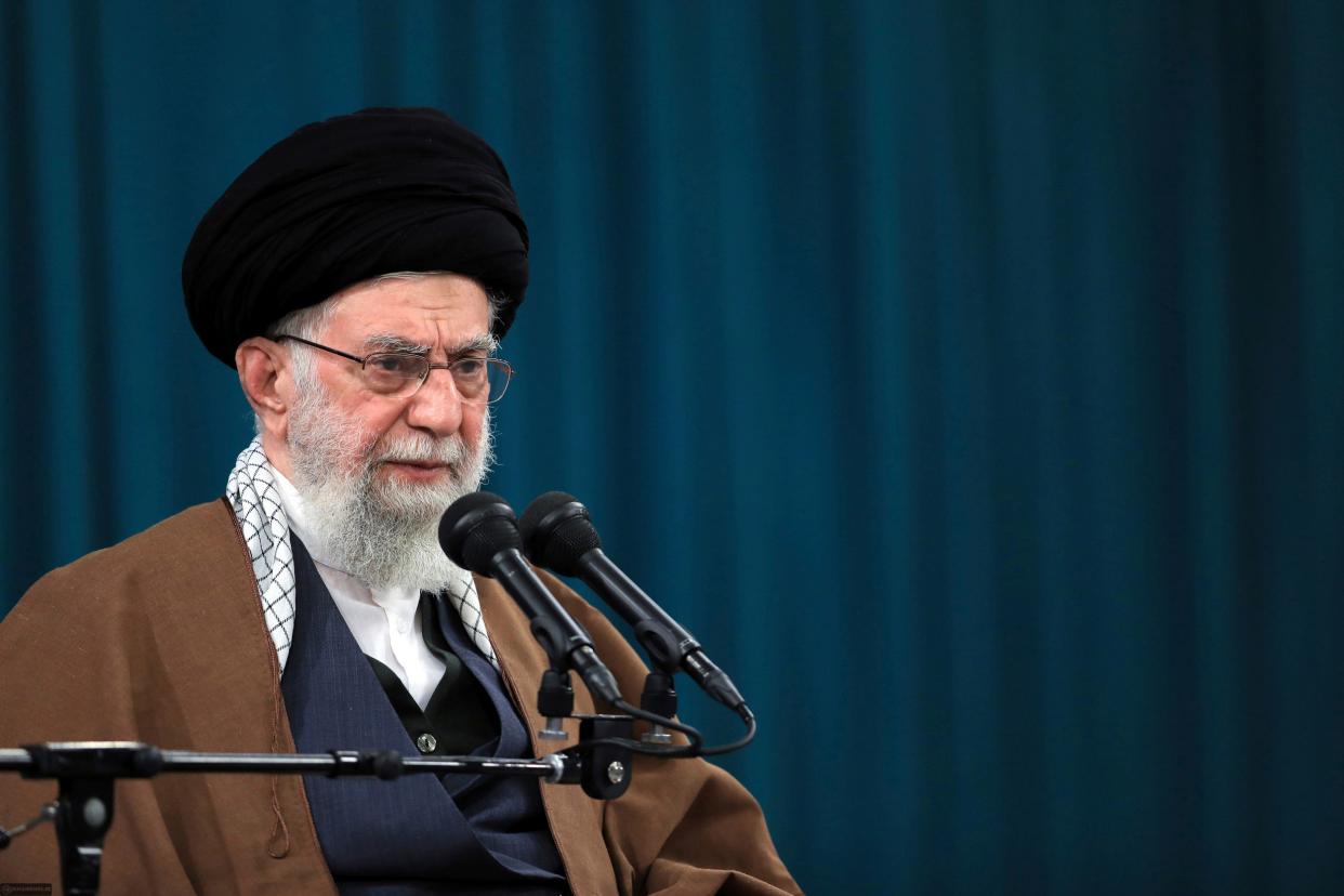 Iran's top authority Ayatollah Ali Khamenei said on Tuesday that Tehran had not been involved in the Hamas group's weekend attack on Israel (Office of the Iranian Supreme Leader via AP)