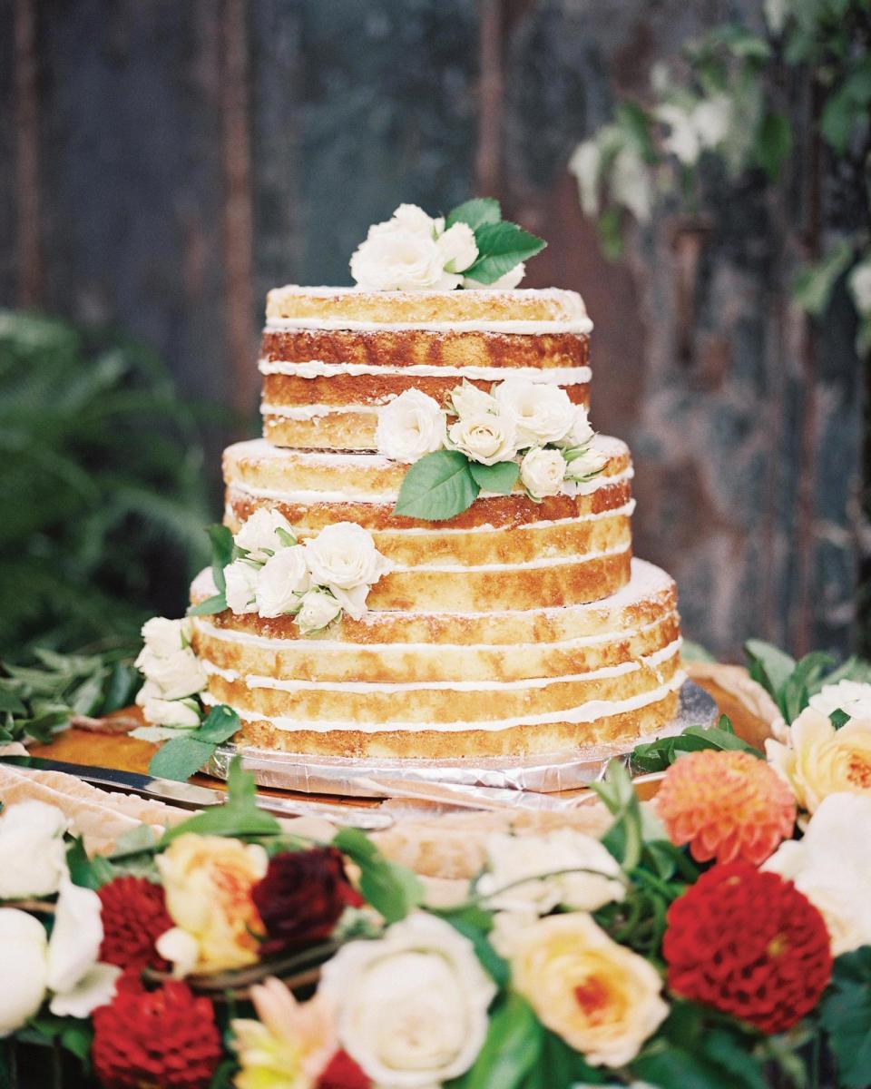 Naked Wedding Cake with Roses