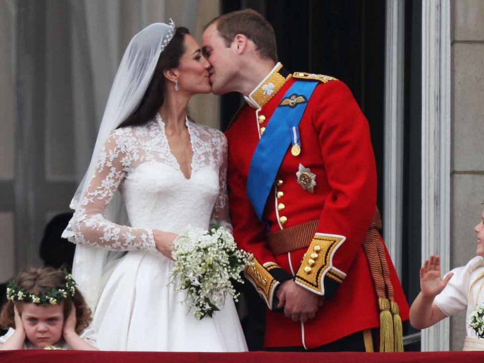 will and kate first kiss wedding
