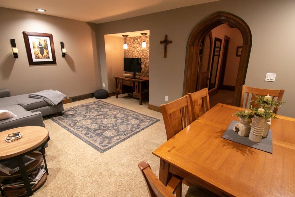 The living and dining area of the bed and breakfast area of Kelmscott Chapel and Concert Hall is shown Thursday, Jan. 20, 2022.