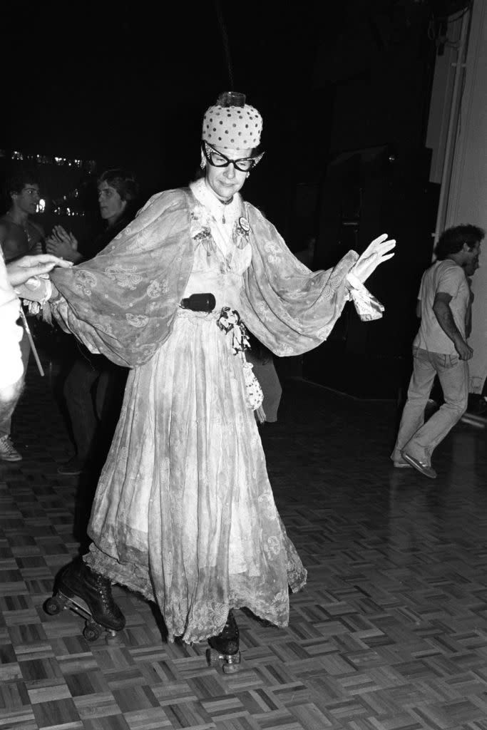 Rollerena, one of Studio 54’s frequent guests, known for his rollerskates and wacky ensembles, which included flowing bridal-like white gowns, retro accessories and, of course, his mobile footwear. - Credit: Shutterstock