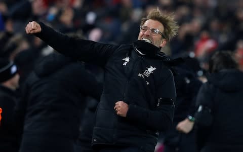 Klopp celebrates Liverpool's victory - Credit: Reuters