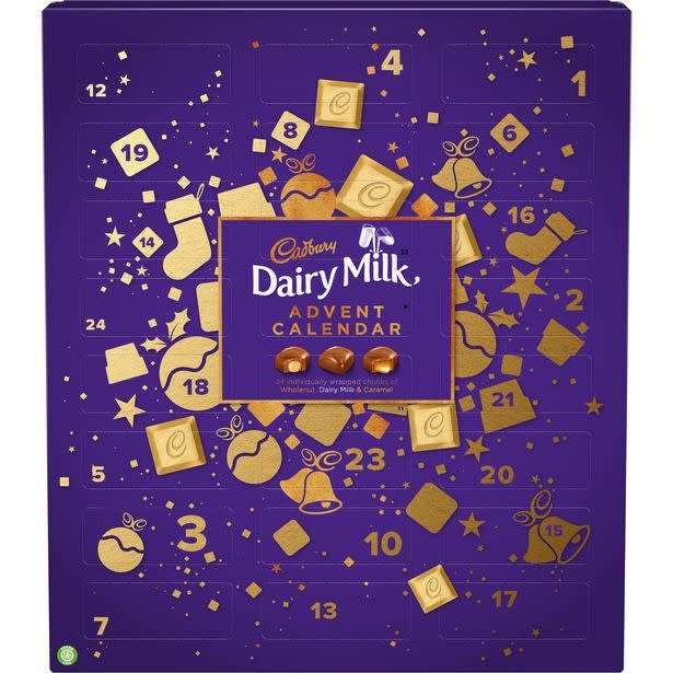 <p>Not just your average Cadbury Dairy Milk advent calendar, this bad boy is stocked up with creamy milk chocolate chunks with a range of fillings, including whole nut, caramel, and for you purists out there, there are plain Dairy Milk chunks too.</p>