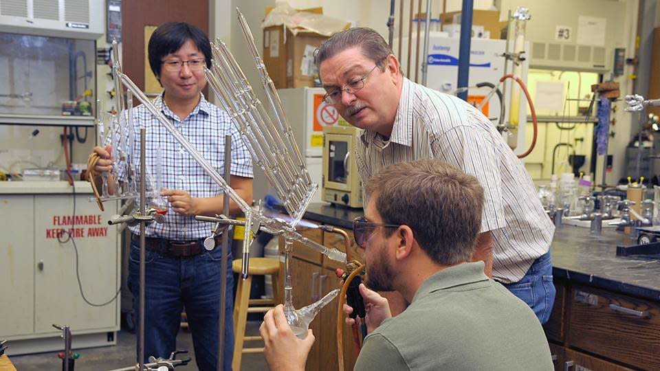 Jimmy Mays of the University of Tennessee in the U.S. is developing and testing a condom made with a highly elastic polymer, which allows it to be thinner, softer, and less expensive.