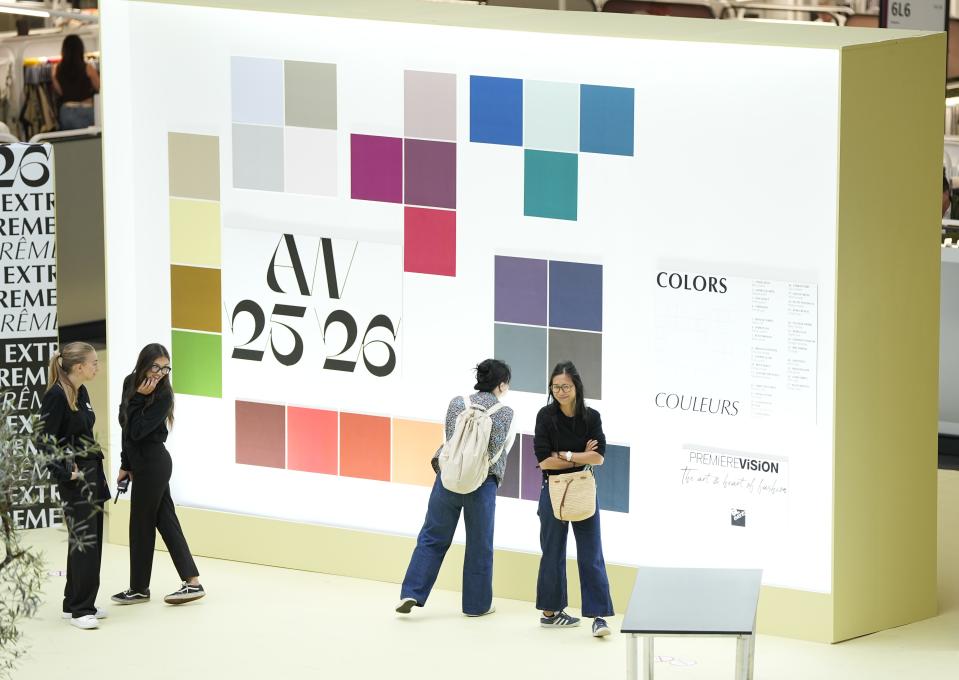 A color display at the Première Vision fabric fair in Paris.