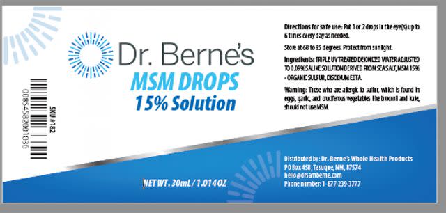 <p>U.S. Food & Drug Administration</p> Dr. Berne's MSM Drops