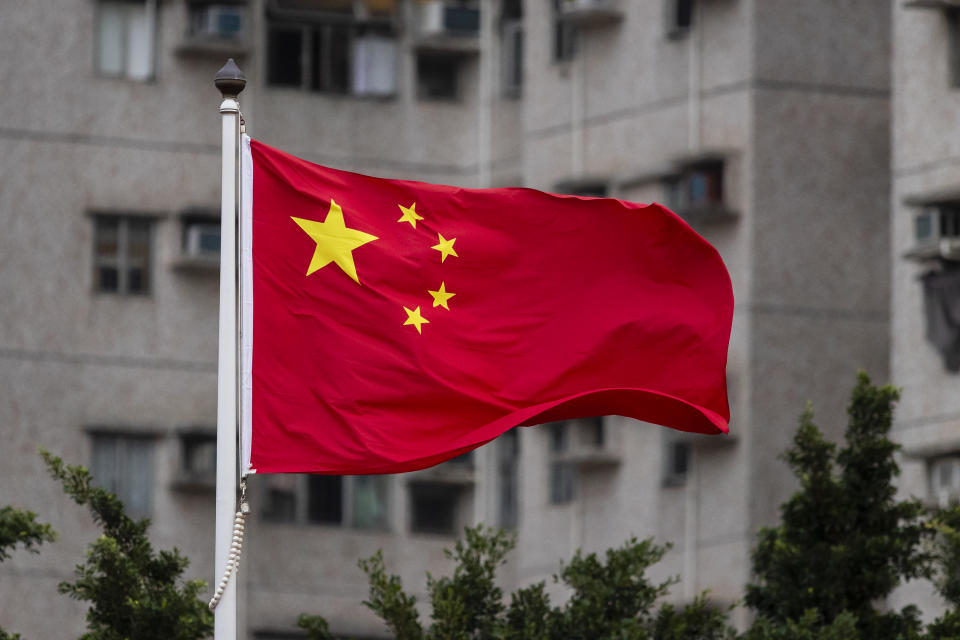 HONG KONG, CHINA - OCTOBER 24: China national flag is seen prior to the Hong Kong Sapling Cup Group B match between Eastern Long Lions and Happy Valley at the Siu Sai Wan Sports Ground on October 24, 2020 in Hong Kong, China. (Photo by Yu Chun Christopher Wong/Eurasia Sport Images/Getty Images)