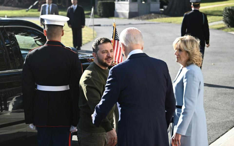 First lady Jill Biden and the President welcomed Mr Zelensky to the White House - AFP