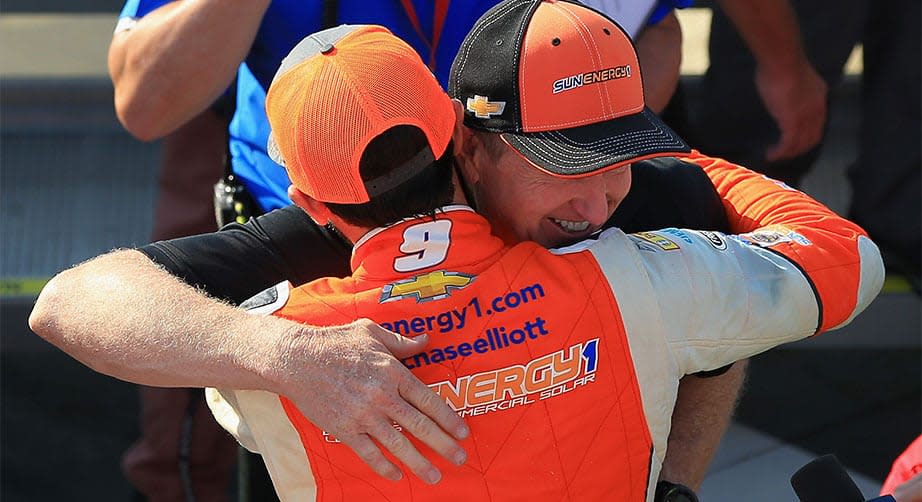 Chase Elliott celebrates Watkins Glen with his dad