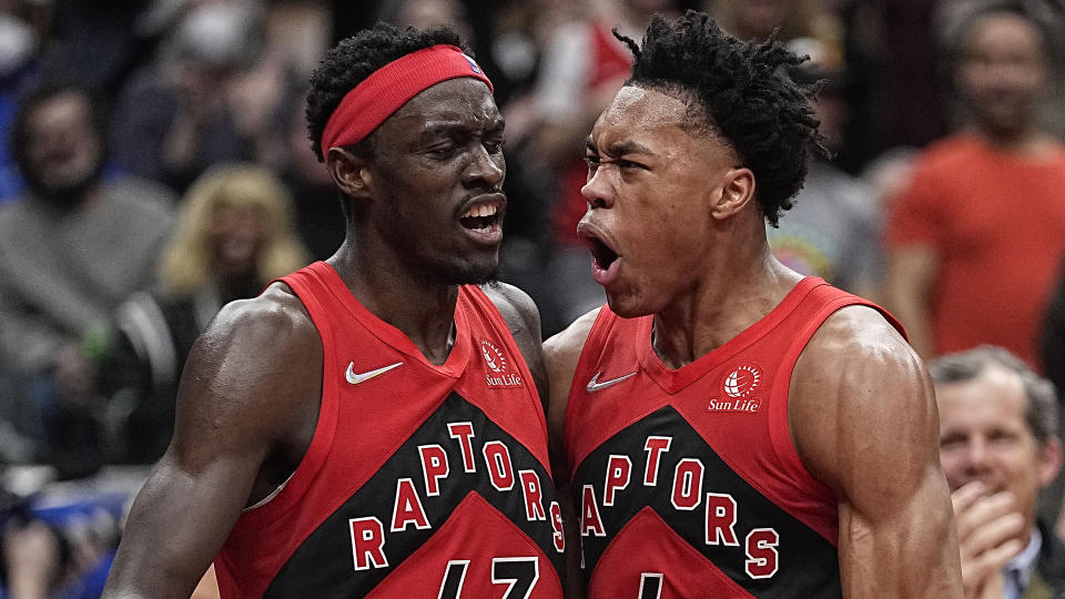 Scottie Barnes and Pascal Siakam can co-exist, but whether that's best for the long-term success of the Raptors remains to be seen. (Credit: John E. Sokolowski-USA TODAY Sports)