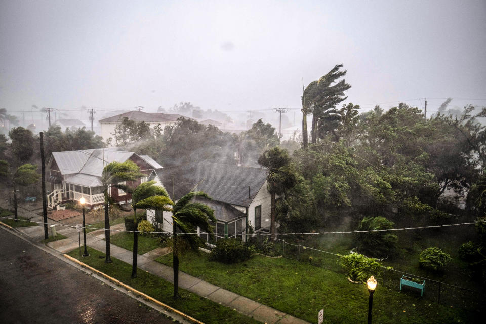 Image: Gusts from Hurricane Ian hit in Punta Gorda, Fla., on Sept. 28, 2022. (Ricardo Arduengo / AFP - Getty Images)