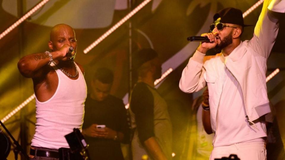 DMX (L) and Swizz Beatz perform on stage at The Dean Collection X BACARDI Untameable House Party – Day 3 on December 5, 2015 in Miami Beach, Florida. (Photo by Frazer Harrison/Getty Images for Bacardi)