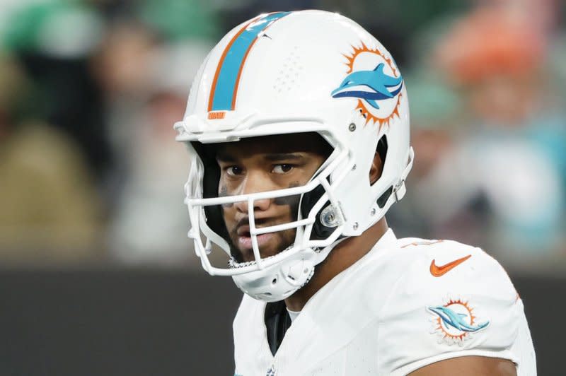 Miami Dolphins quarterback Tua Tagovailoa totaled a season-low 173 passing yards against the Buffalo Bills on Sunday in Miami Gardens, Fla. File Photo by John Angelillo/UPI