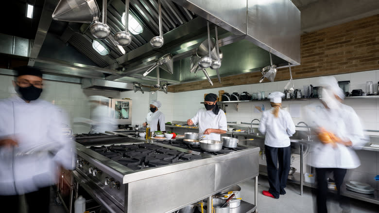 inside of restaurant kitchen