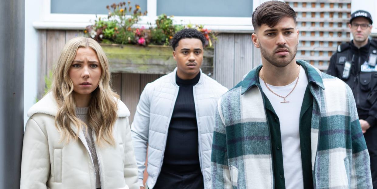 peri lomax, hunter mcqueen and romeo nightingale in hollyoaks