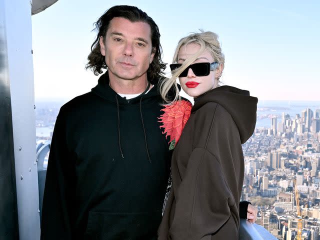 <p>Roy Rochlin/Getty</p> Gavin Rossdale and Xhoana Xheneti visit the Empire State Building on March 22, 2024 in New York City