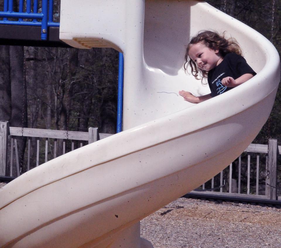 Wesley Hildebrand, who loves to play in the parks, can now say some words, but "they're very garbled," his mother, Stacey Everhart says. She came up with a new approach to remove some barriers when she read about a mother who orchestrated a vinyl sign with symbols to be installed in her child's schoolyard.