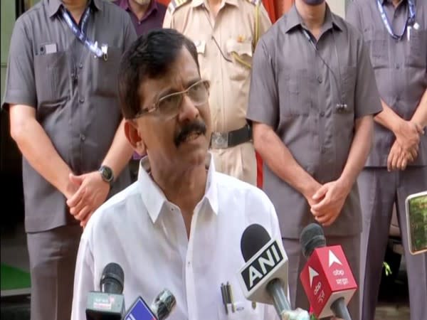 Sanjay Raut talking to reporters in Mumbai on Lakhimpur Kheri incident (Photo/ANI) 