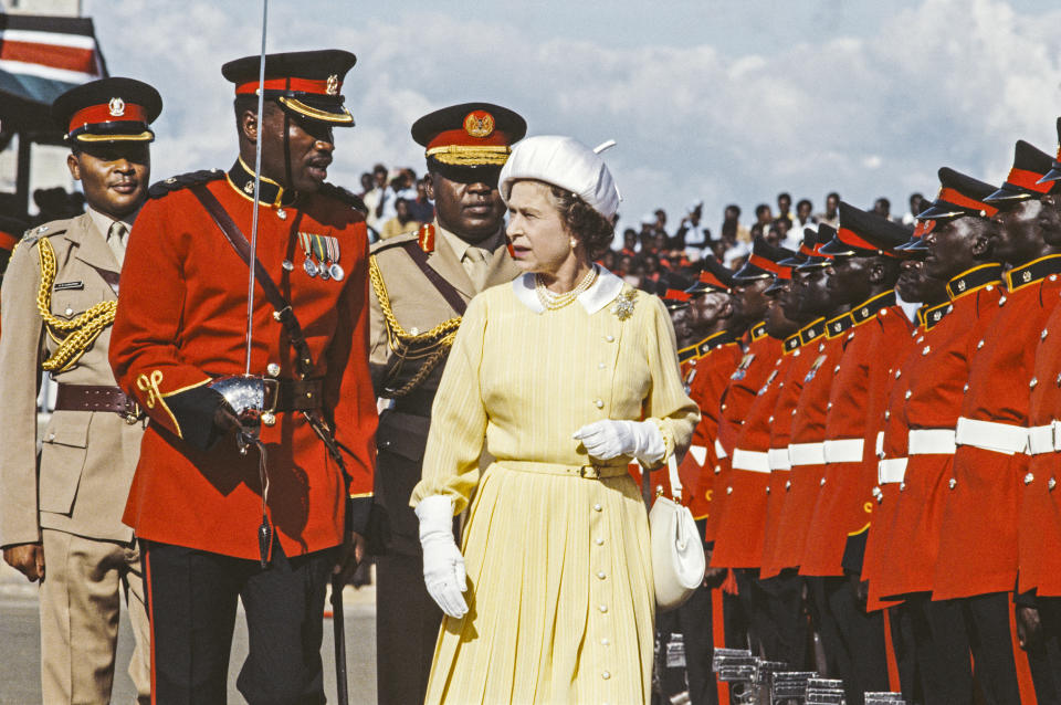 Queen Elizabeth II visits Nairobi, Kenya, Nov. 10, 1983. (David Levenson / Getty Images)