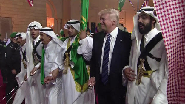 President Donald Trump joins in a ceremonial sword dance in Riyadh, Saudi Arabia, May 20, 2017.  / Credit: CBS News