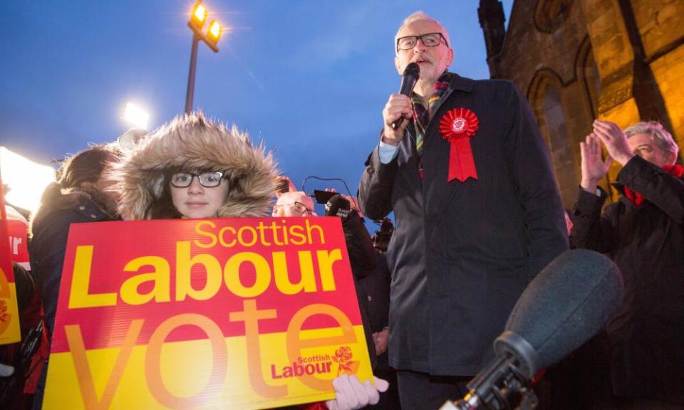 Labour leader Jeremy Corbyn campaigns in Govan, Glasgow, December 2019.