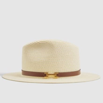 Reiss Leather Trim Hat