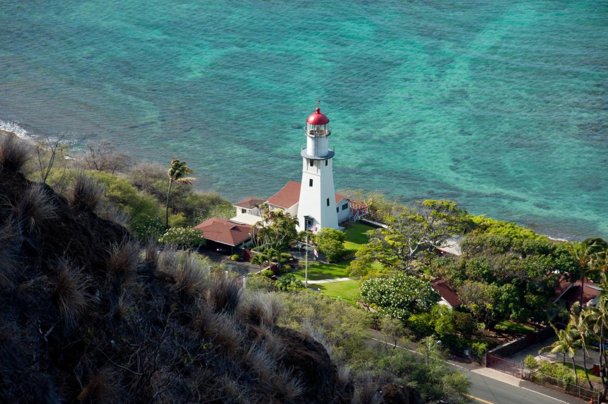 Lighthouse at Diamond Head on the Hawaiian island of Oahu.
