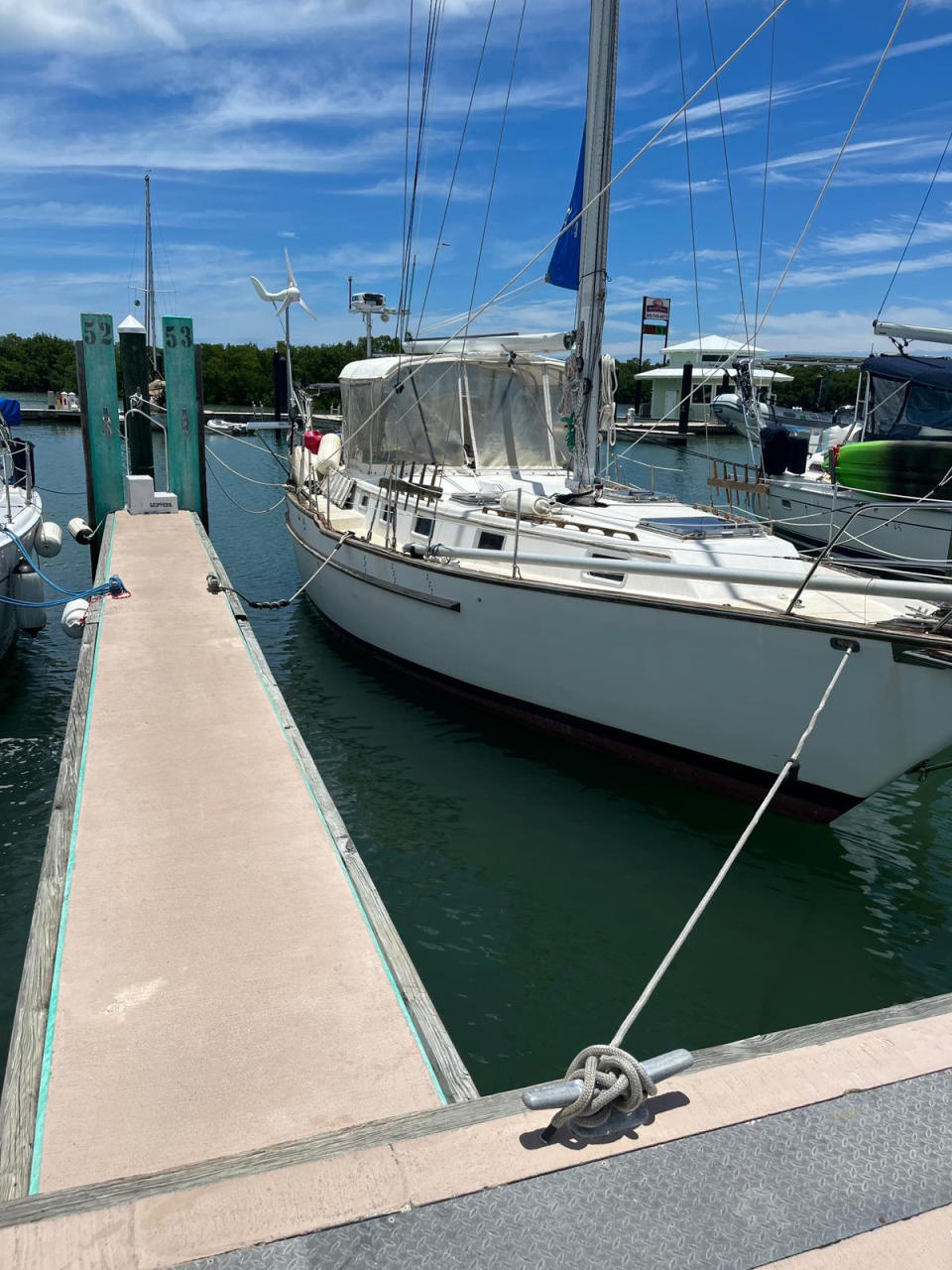 The infamous sailboat which the conman Chad* claimed he owned. (Supplied)