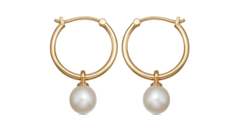 Vera Pearl Drop Hoop Earrings