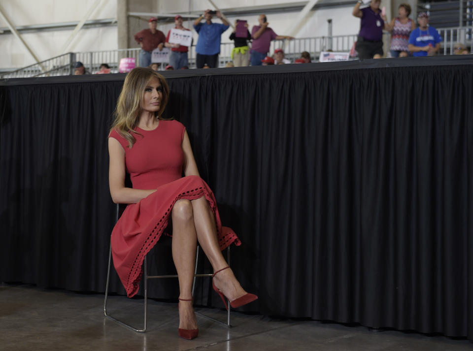 First Lady Melania Trump wearing Alexander McQueen on February 18.