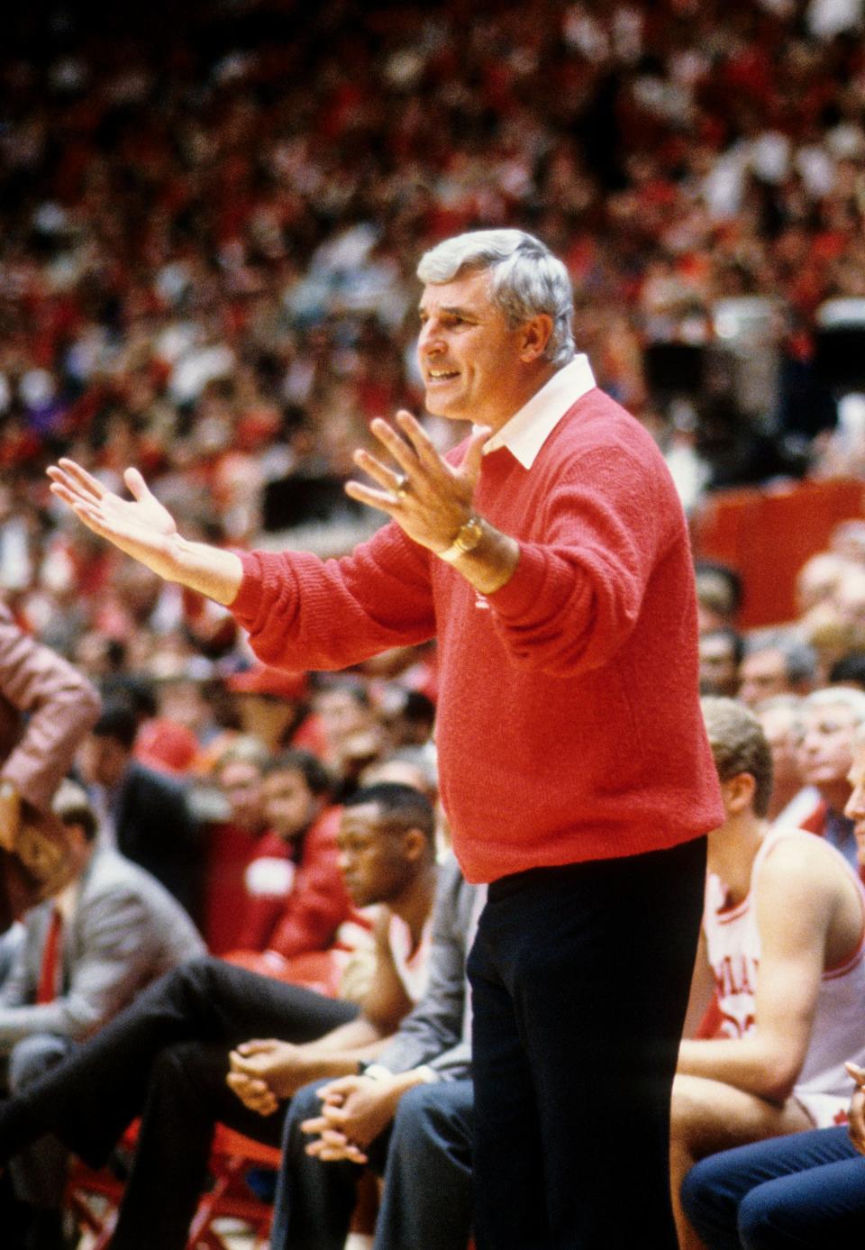 Indiana Hoosiers head coach Bobby Knight during the 1988-89 season.