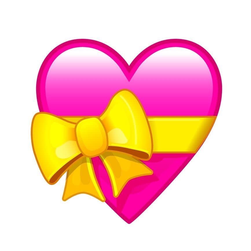 pink heart tied with a yellow ribbon emoji